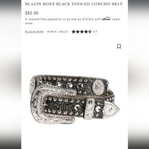 NWOT Blazin Roxx Black and Silver Leather Belt